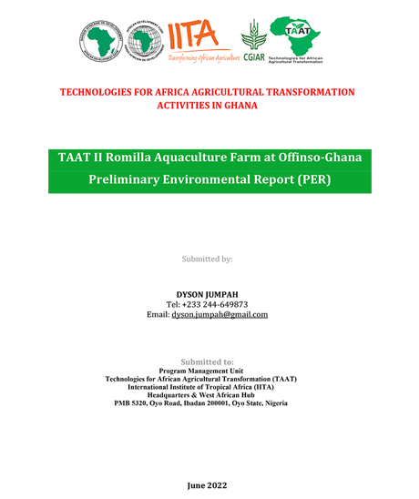 TECHNOLOGIES FOR AFRICA AGRICULTURAL TRANSFORMATION ACTIVITIES IN GHANA